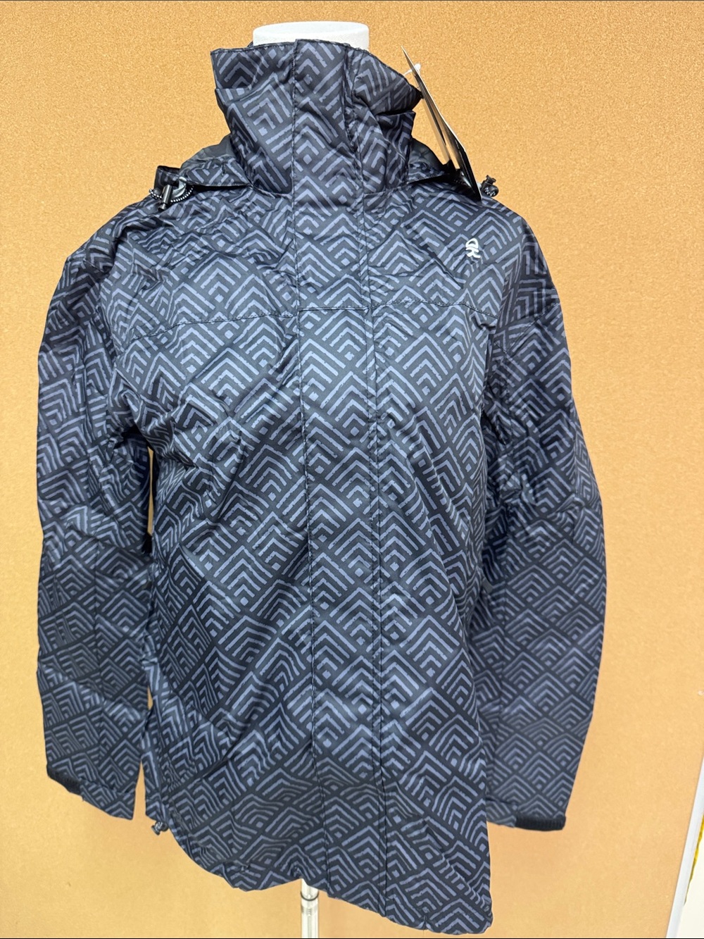 Men's Lightweight Patterned Hooded Jacket - Black/Gray